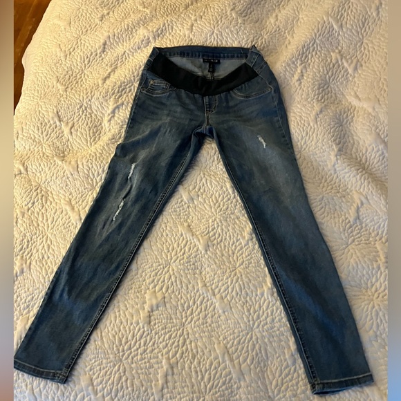 Motherhood Maternity Indigo blue distressed maternity jeans - Picture 3 of 16